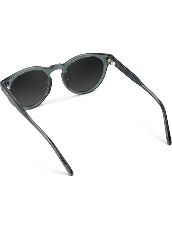 Women\'s Light Crystal Blue Frame/ Smoke Lens Round Polarized Retro Sunglasses